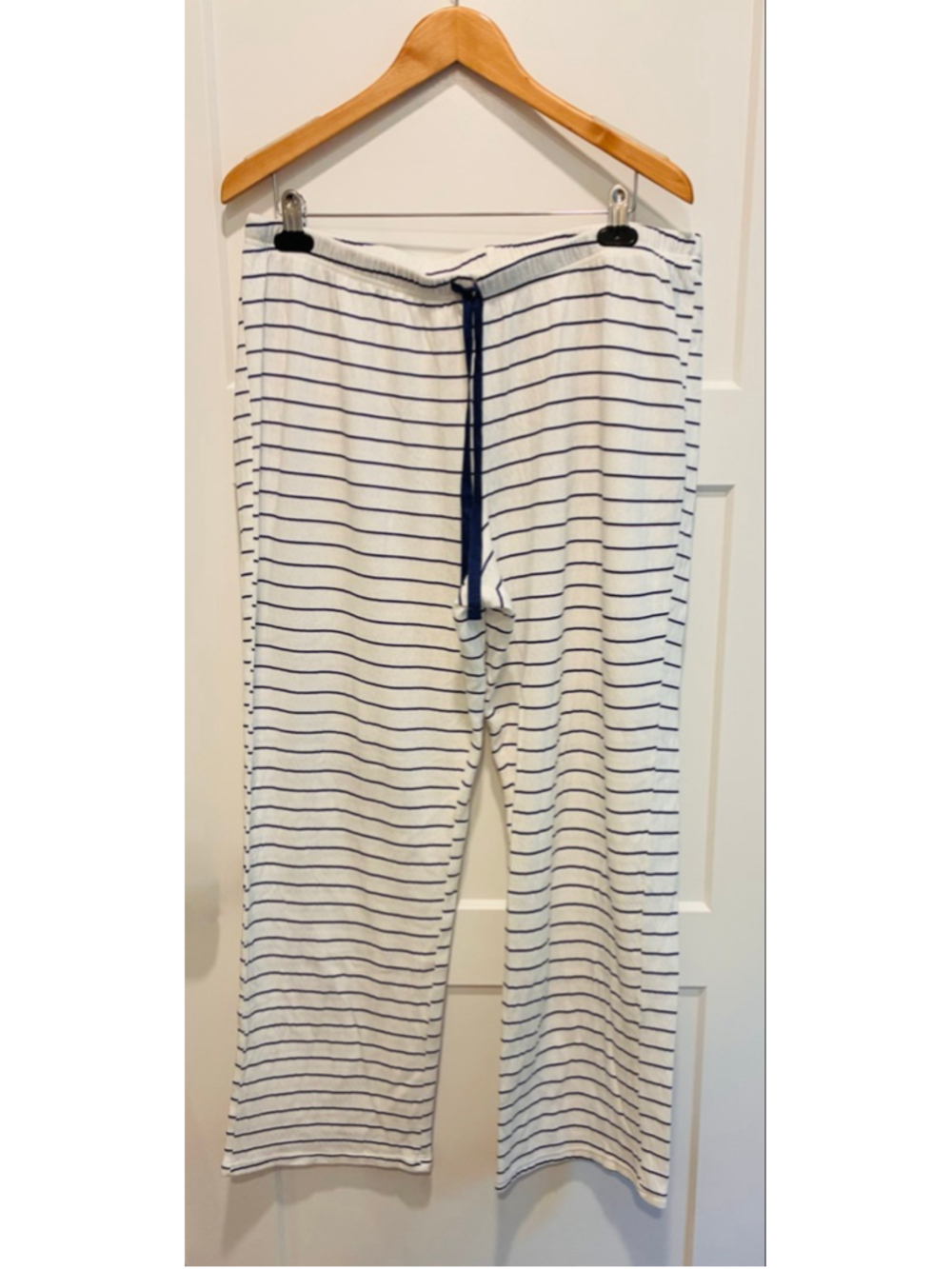 croft & barrow White and Navy Striped Henley Pajama Set - Picture 2 of 4